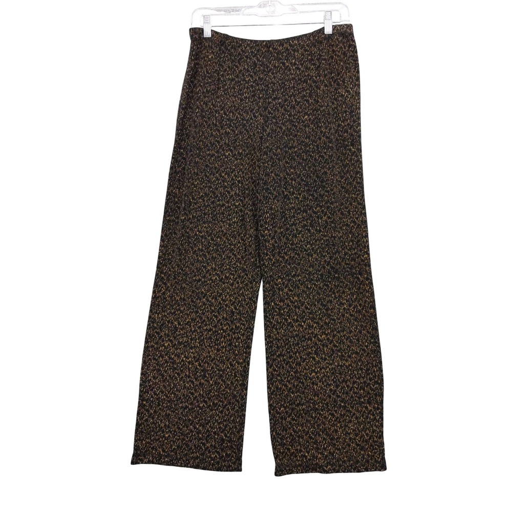 Coldwater Creek Black Gold‎ Sparkle Slinky Knit Pants PM Wide Leg Travel Knit